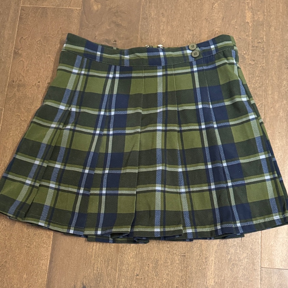 NWT WeWoreWhat Green and Blue Plaid Tennis Skirt